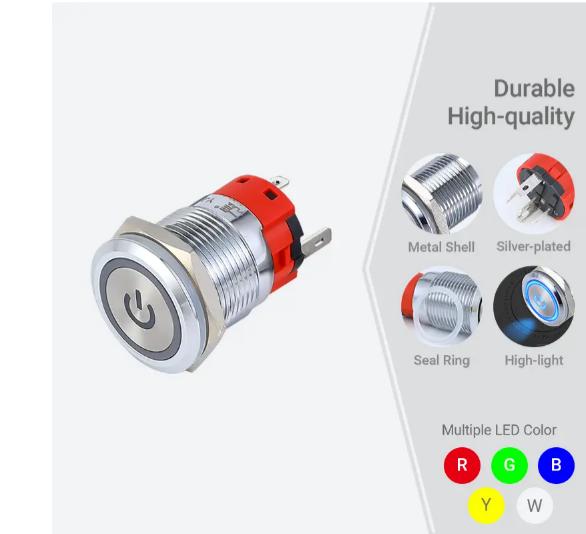 Sakelar Tombol Tekan 19mm 3a
